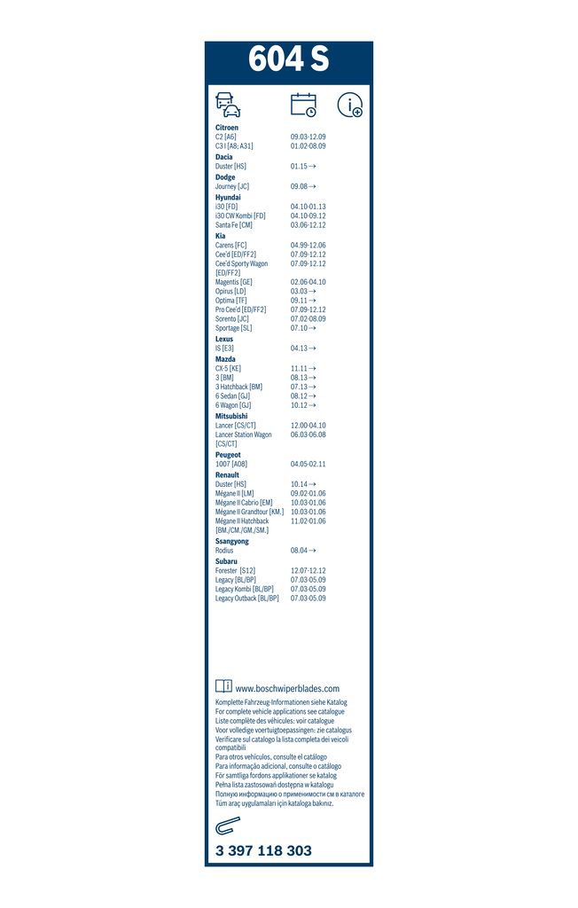 Lamela Stergator Kia Carens II, fabricatie 2000-2007, caroserie Minivan | STB3397118303