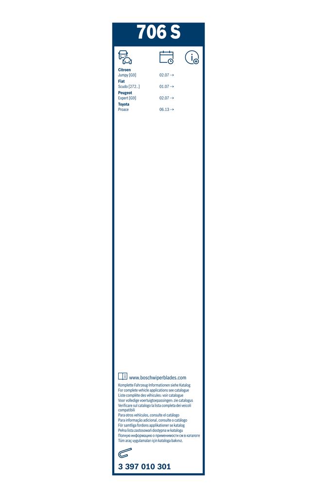 Lamela Stergator Peugeot Expert Tepee, fabricatie 2007+, caroserie Platou / Sasiu | STB3397010301