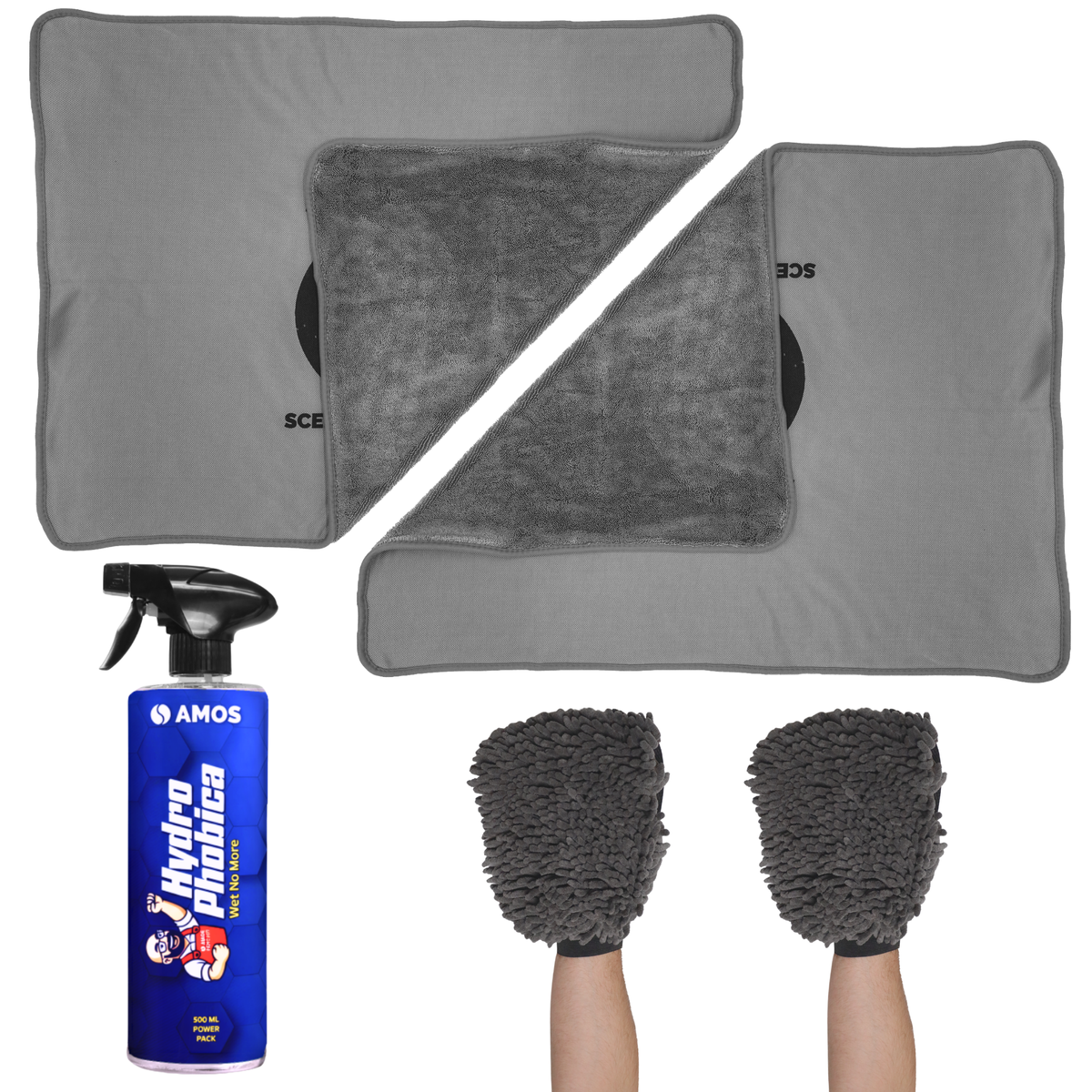 Smart Dry: Sigilant cu efect hidrofob + 2 Prosoape Ultra absorbante 1000GSM gri + 2 Mănuși CADOU