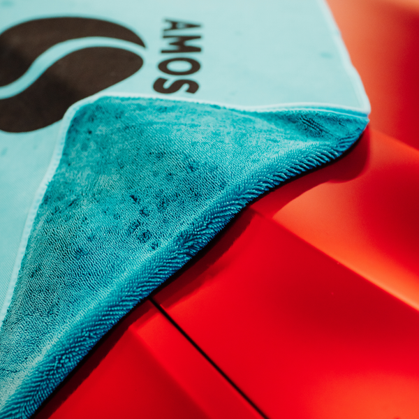 Prosop microfibră ultra absorbant AMOS Powerfluff albastru 1000 GSM 60*80cm + manusa CADOU