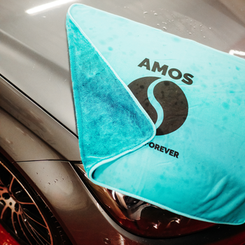 Prosop microfibră ultra absorbant AMOS Powerfluff albastru 1000 GSM 60*80cm + manusa CADOU