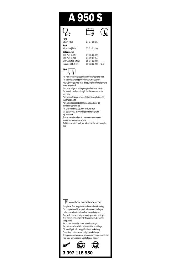 Lamela Stergator Seat Alhambra I, fabricatie 1996-2010, caroserie Minivan | STB3397118950