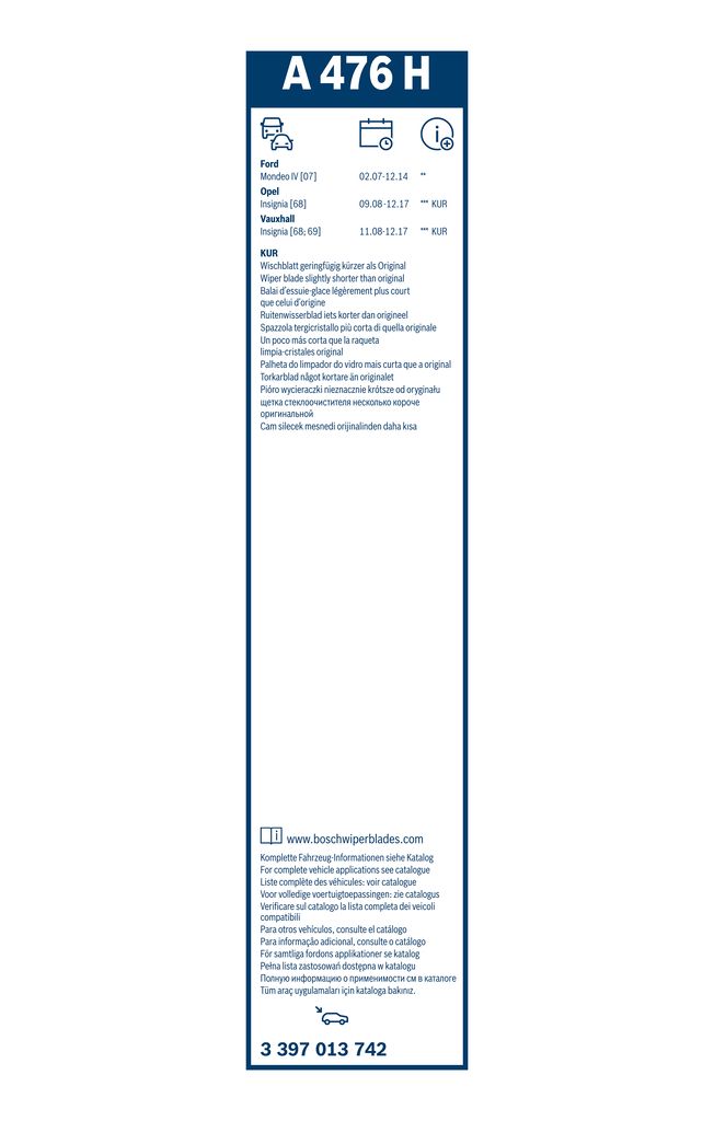 Lamela Stergator Ford Mondeo, fabricatie 2008-2014, caroserie Sedan | STB3397013742
