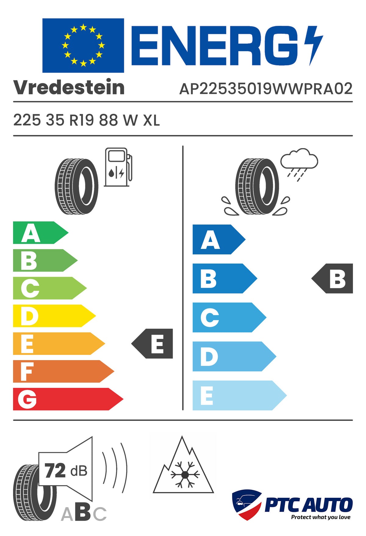 Anvelopa Iarna Vredestein 225/35 R19 Wintrac Pro 88W XL M+S 3PMSF