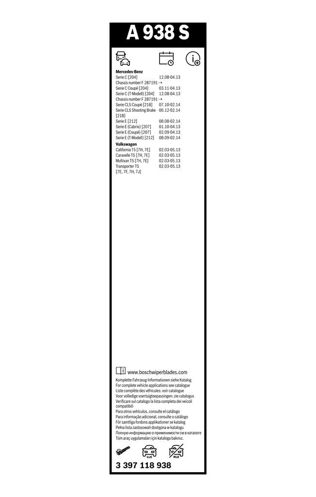 Lamela Stergator Mercedes C-Class Clasa C W204, fabricatie 2007-2014, caroserie Combi | STB3397118938