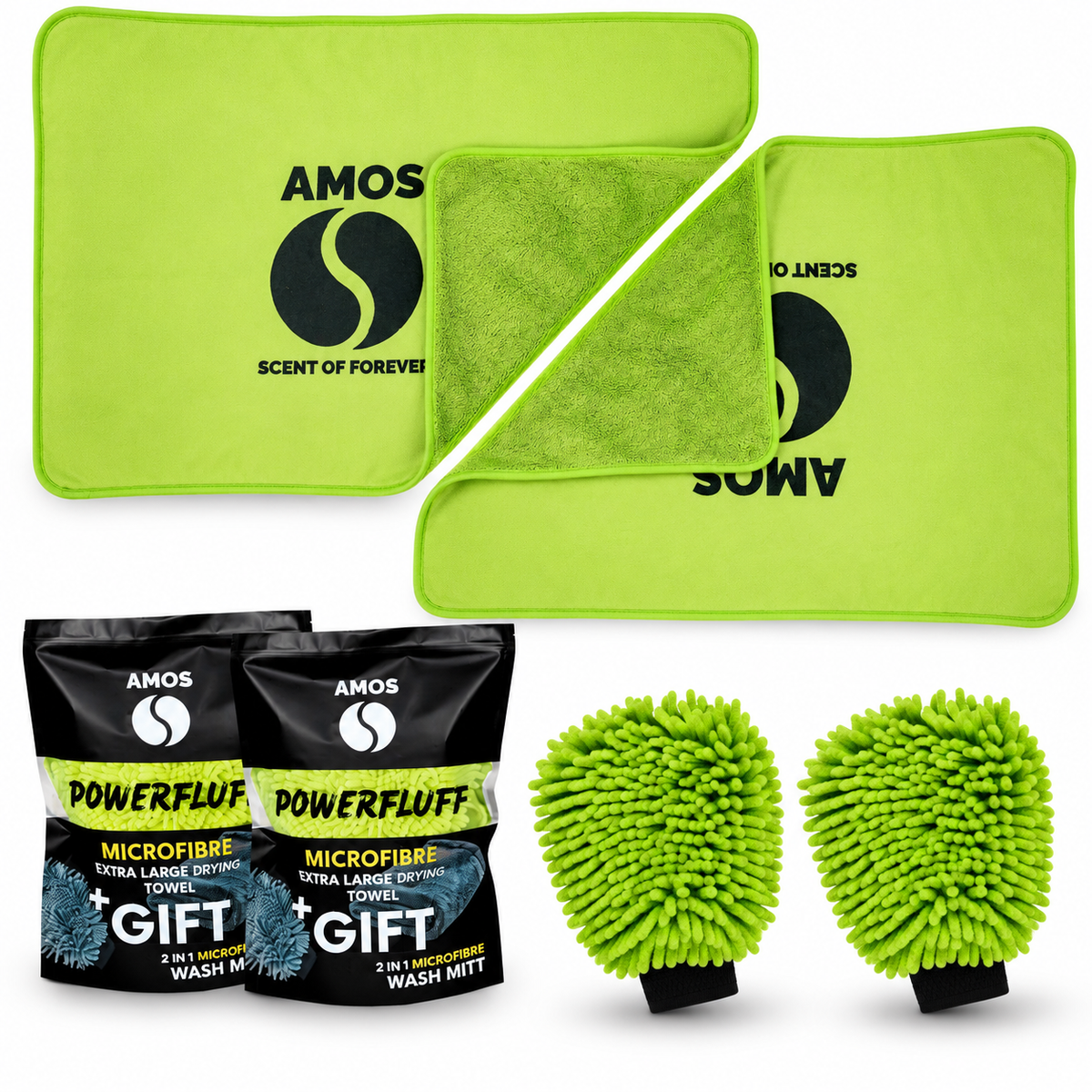 Pachet 2 Prosoape uscare auto verde AMOS Powerfluff
