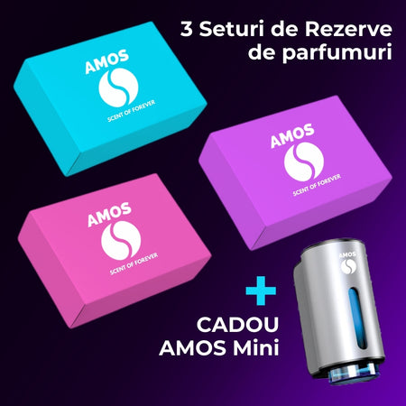 Pachet Amos all-inclusive: 3 Seturi de 7 Rezerve + CADOU difuzor AMOS Mini