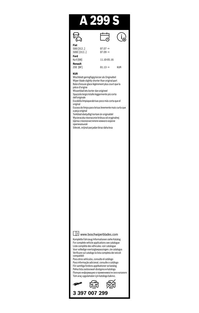 Lamela Stergator Fiat 500C, fabricatie 2009+, caroserie Cabrio | STB3397007299