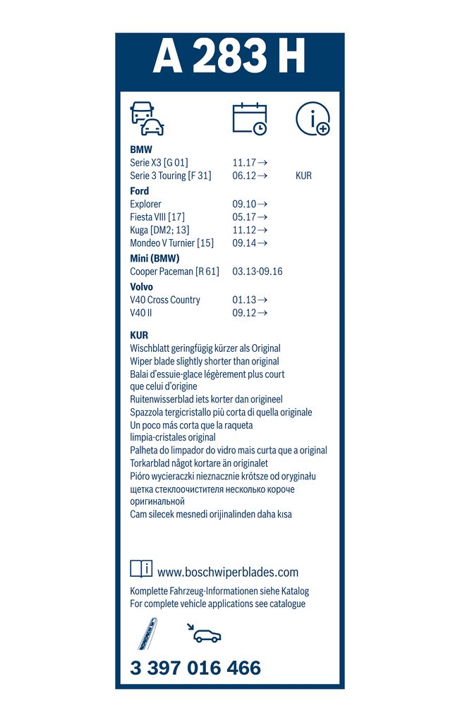 Lamela Stergator Ford Kuga II, fabricatie 2014-2019, caroserie SUV | STB3397016466
