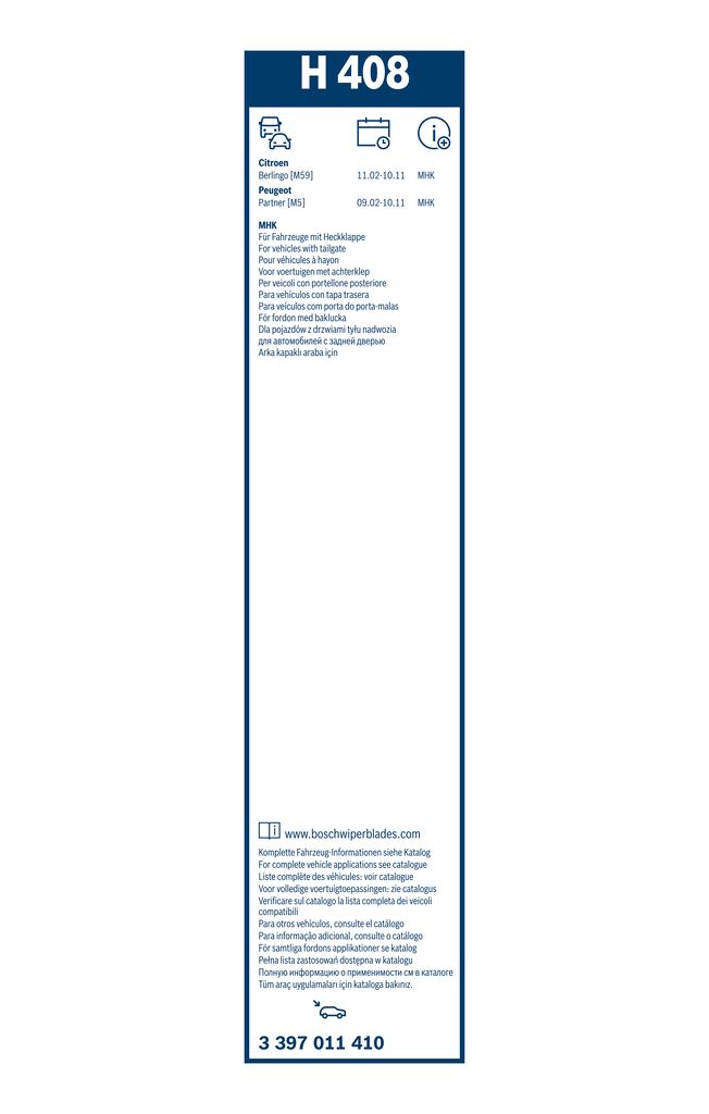 Lamela Stergator Peugeot Partner I, fabricatie 1996-2015, caroserie Minivan | STB3397011410