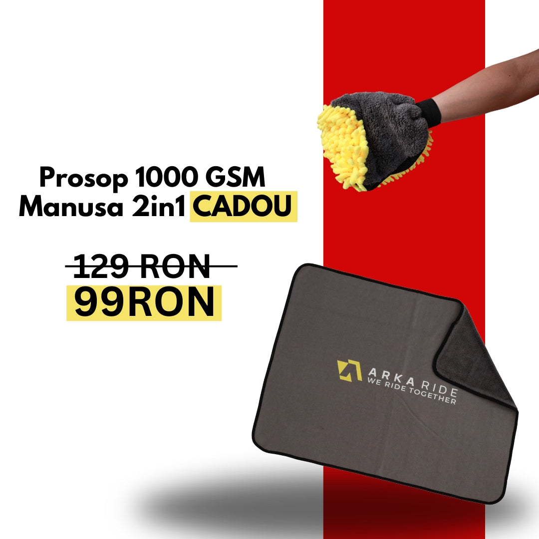 PROMO: Prosop microfibra ultra large Arka Ride 1000 GSM + manusa CADOU