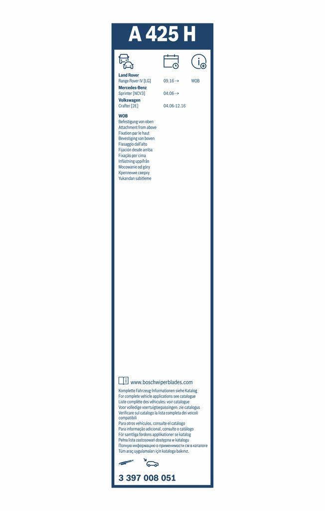 Lamela Stergator Volkswagen Crafter, fabricatie 2006-2016, caroserie Minivan | STB3397008051