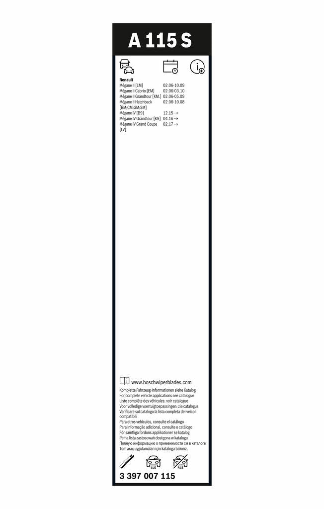 Lamela Stergator Renault Megane, fabricatie 2002-2009, caroserie Hatchback | STB3397007115