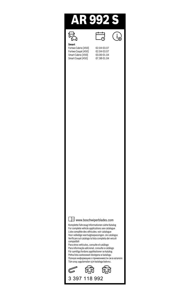 Lamela Stergator Smart Roadster, fabricatie 2000-2004, caroserie Cabrio | STB3397118992