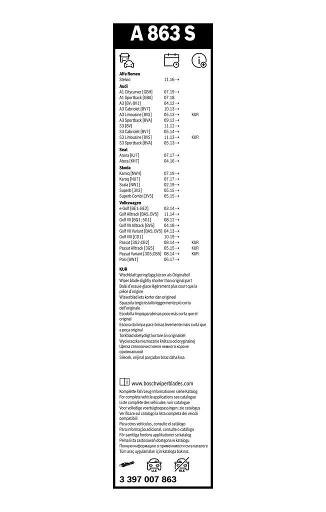 Lamela Stergator Volkswagen Golf, fabricatie 2008+, caroserie Hatchback | STB3397007863