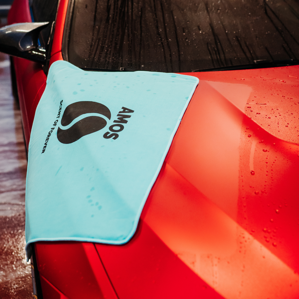 Prosop microfibră ultra absorbant AMOS Powerfluff albastru 1000 GSM 60*80cm + manusa CADOU