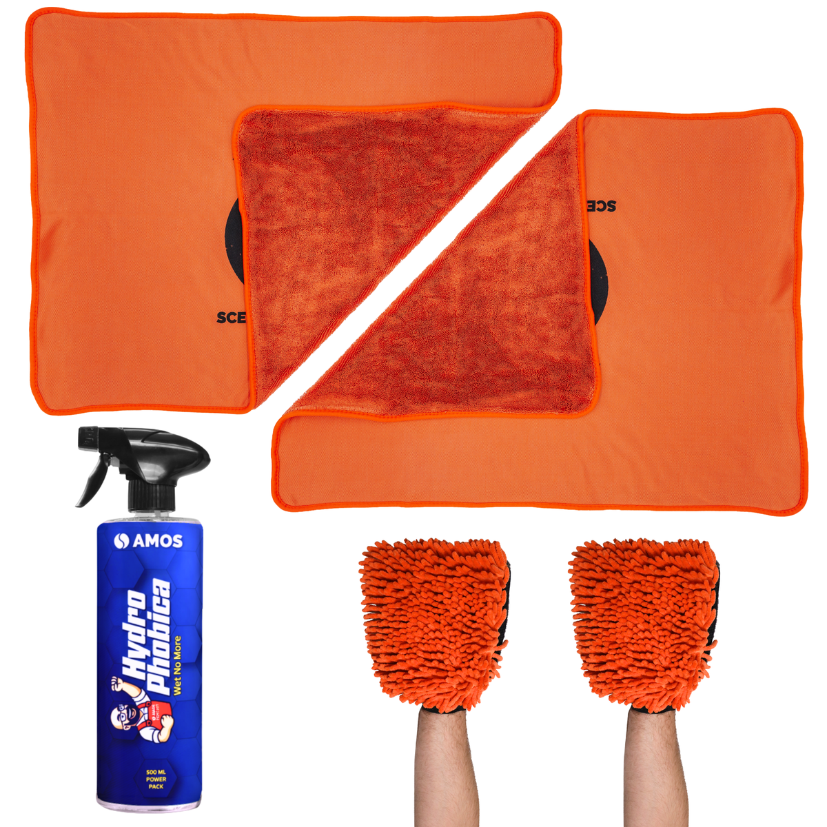 Smart Dry: Sigilant cu efect hidrofob + 2 Prosoape Ultra absorbante 1000GSM portocaliu + 2 Mănuși CADOU