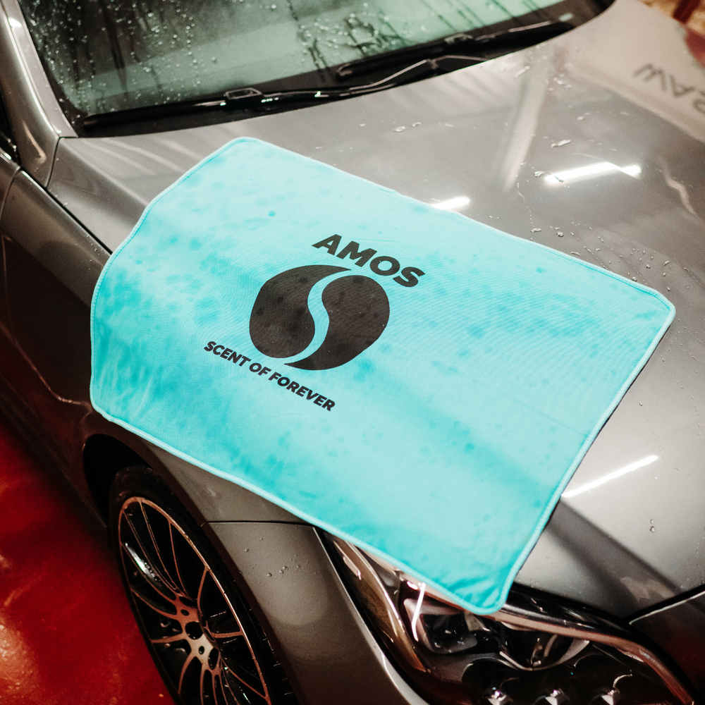 Prosop microfibră ultra absorbant AMOS Powerfluff albastru 1000 GSM 60*80cm + manusa CADOU