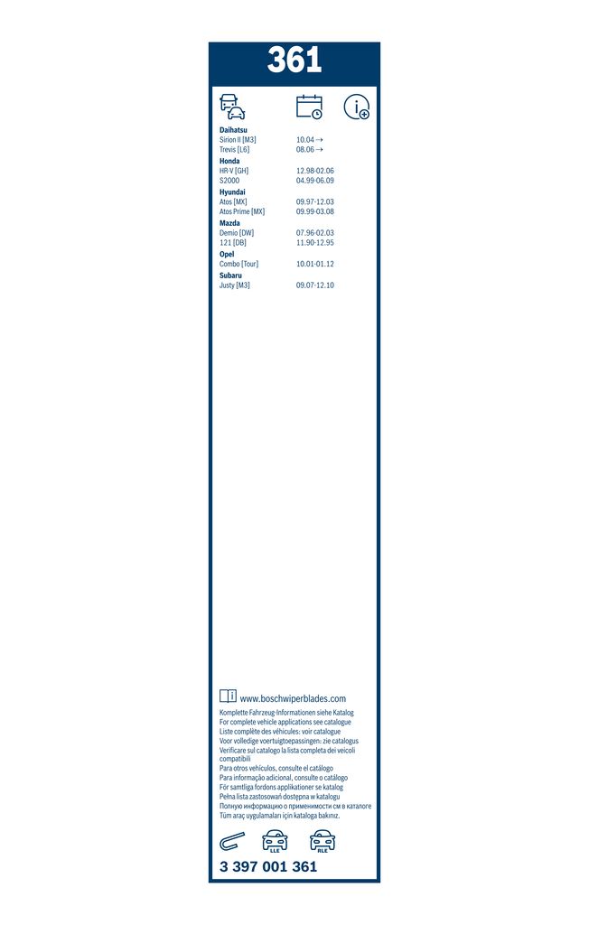 Lamela Stergator Mazda Demio, fabricatie 1998-2003, caroserie Hatchback | STB3397001361