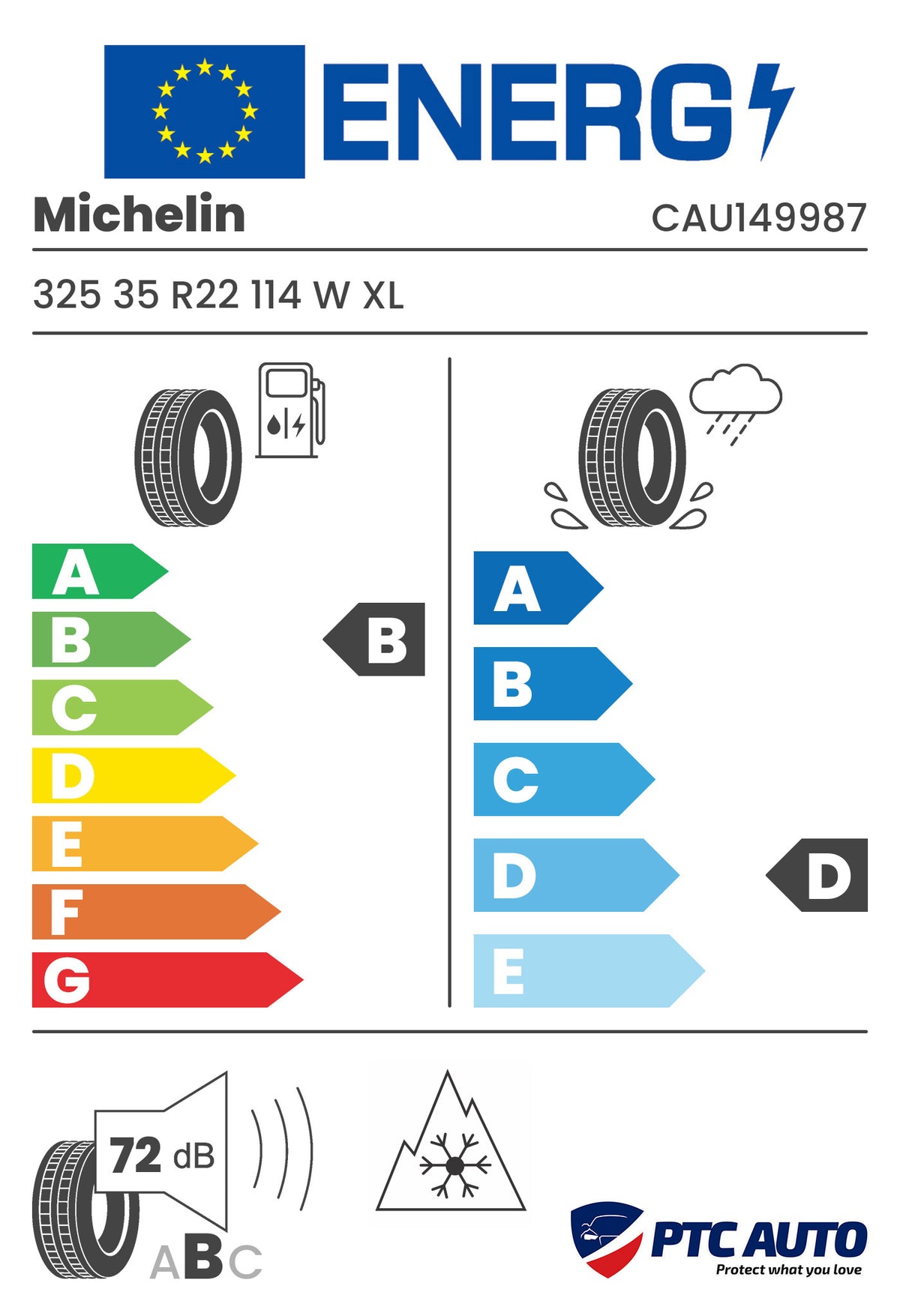 MICHELIN 325/35 R22 114W XL PILOT ALPIN 5 M+S (B-D-A[72])(4x4 iarna)