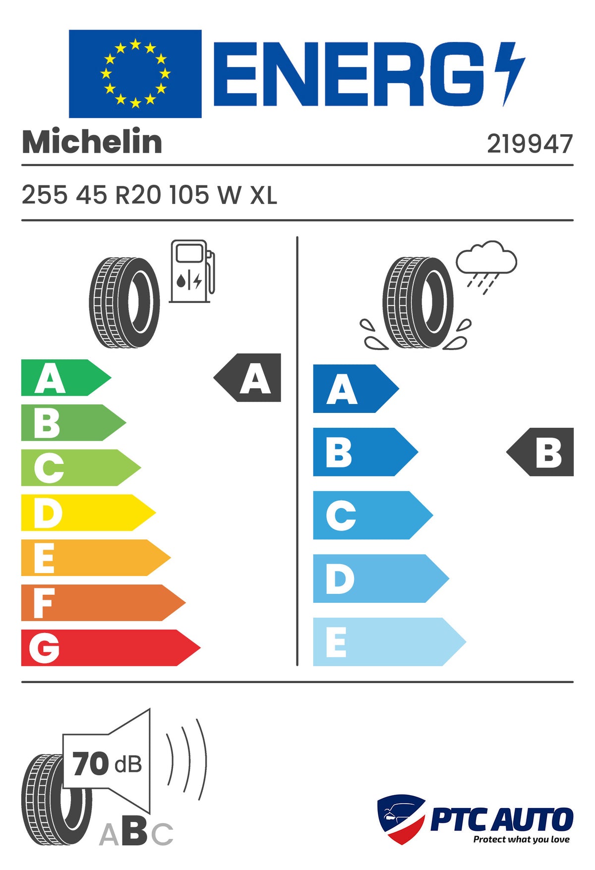 MICHELIN 255/45 R20 105W XL PILOT SPORT 4 SUV AO (A-B-B[70])(4x4 vara)