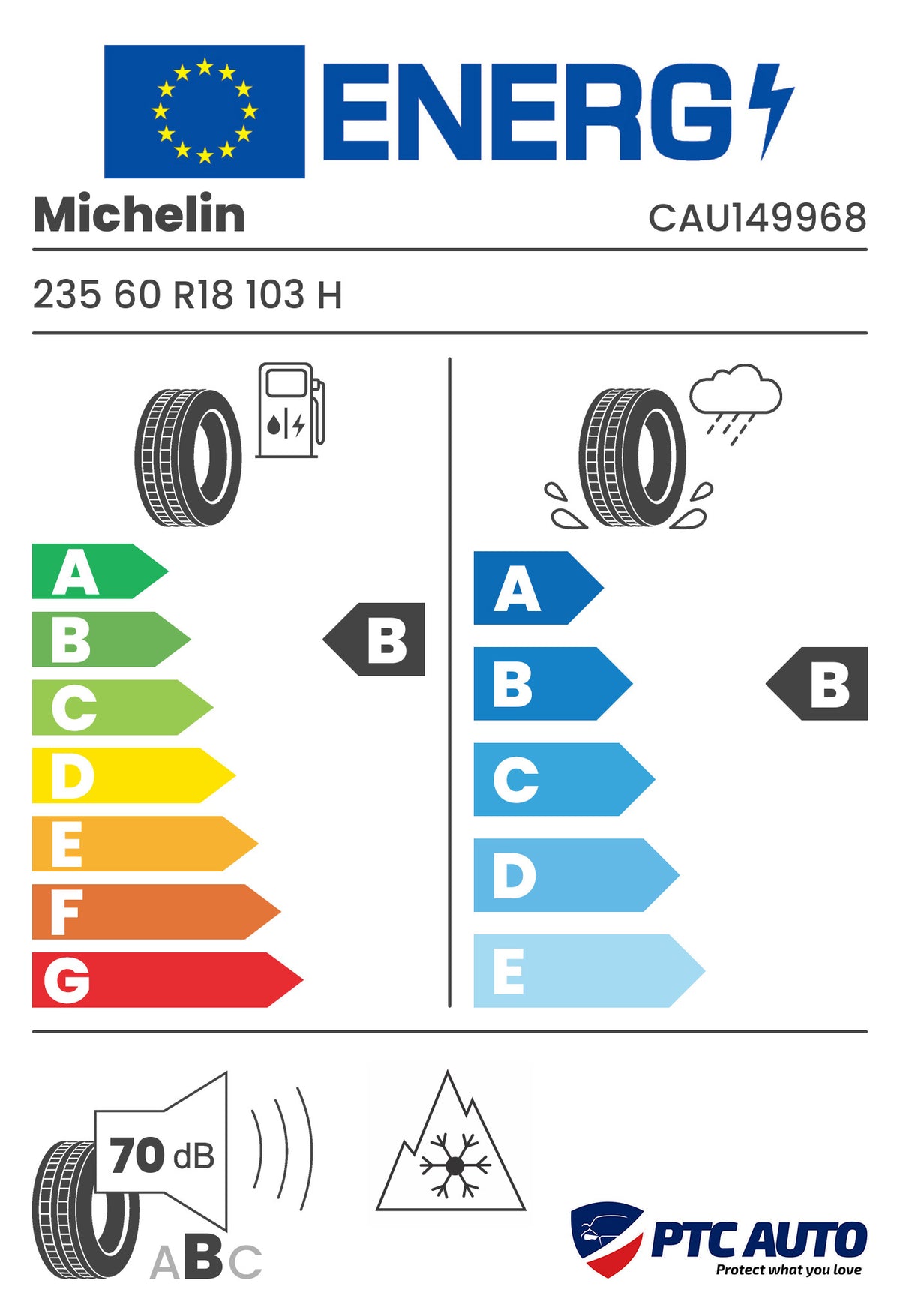 MICHELIN 235/60 R18 103H PILOT ALPIN 5 SUV MO M+S 3PMSF (B-B-B[70])(4x4 iarna)