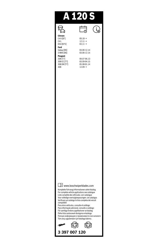 Lamela Stergator Peugeot 308 I, fabricatie 2007-2014, caroserie Combi | STB3397007120