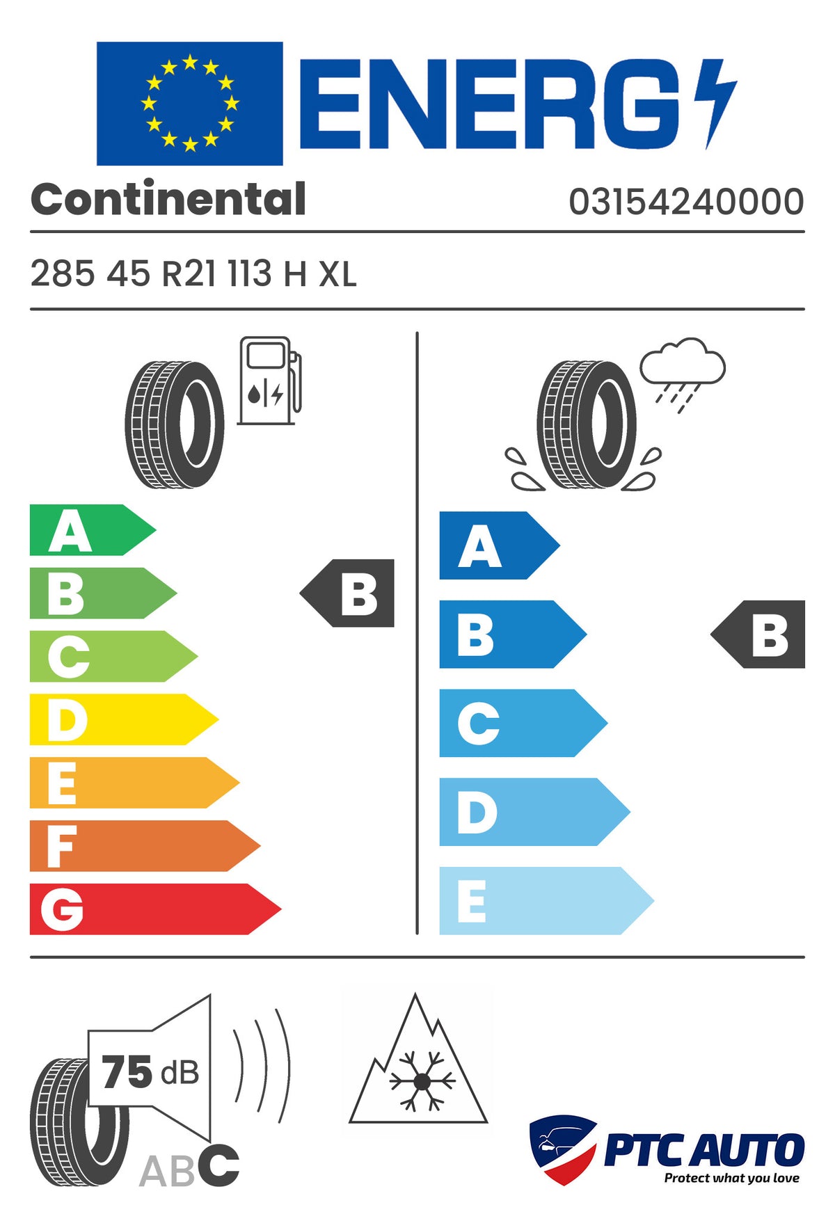 CONTINENTAL 285/45 R21 113H XL FR WinterContact 8 S (*) M+S 3PMSF (B-B-B[75])(Turisme iarn