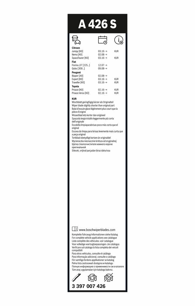 Lamela Stergator Citroen Nemo III, fabricatie 2008+, caroserie Minivan | STB3397007426