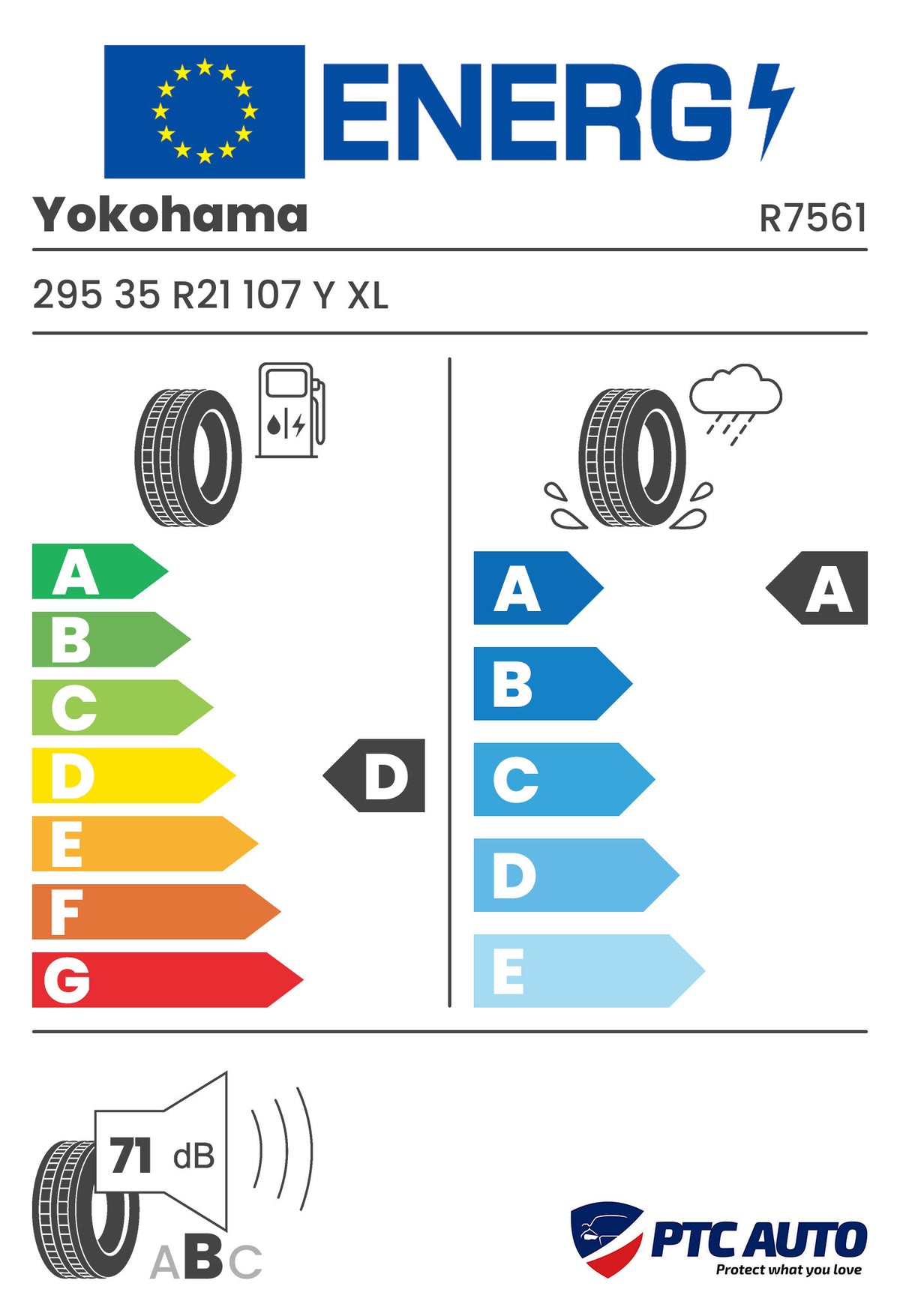 YOKOHAMA 295/35 R21 107Y XL RPB ADVAN Sport V107 SUV (D-A-B[71])(4x4 vara)