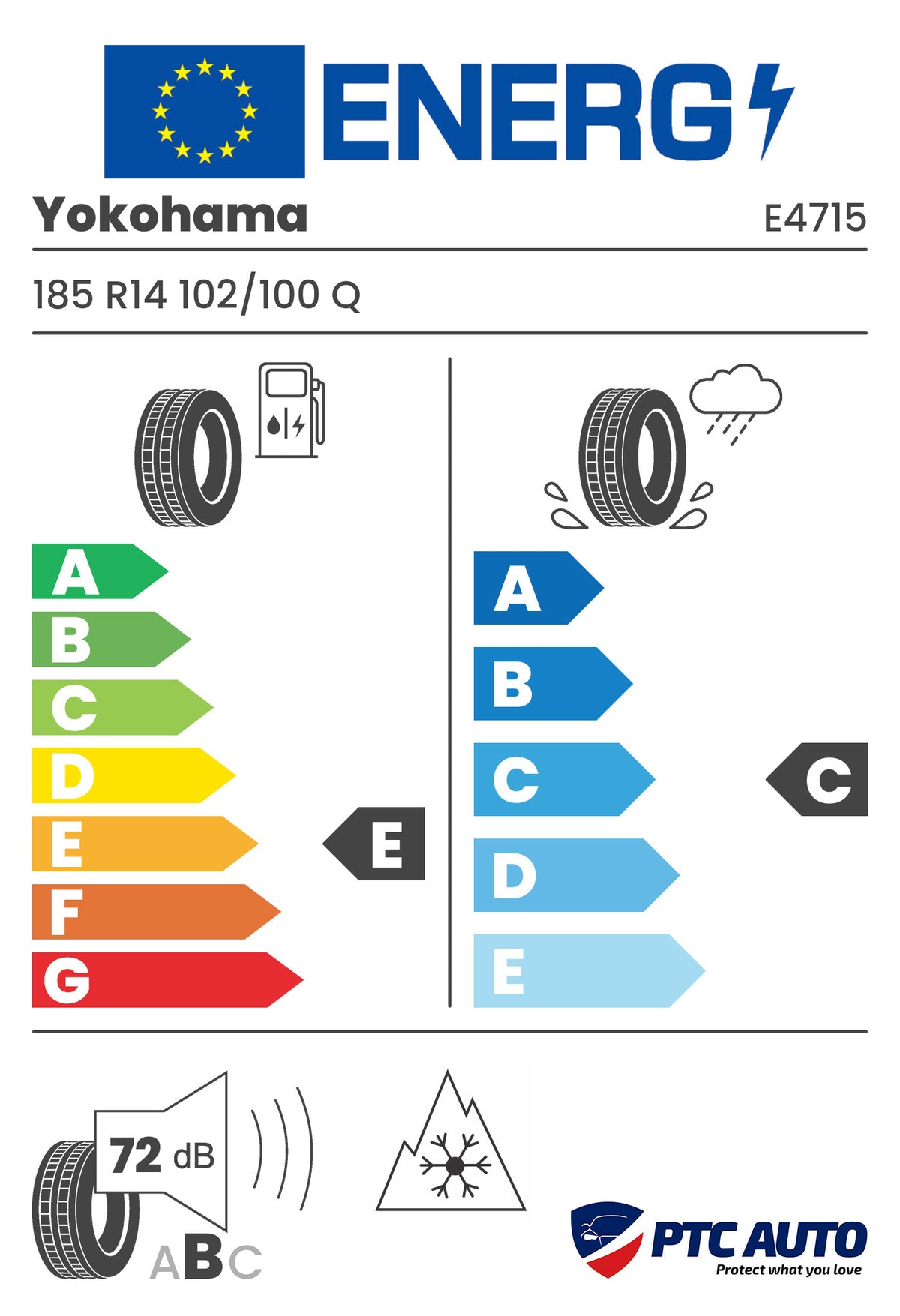 YOKOHAMA 185 R14 102/100Q WY01 M+S 3PMSF C (E-C-B[72])(Camionete iarna)