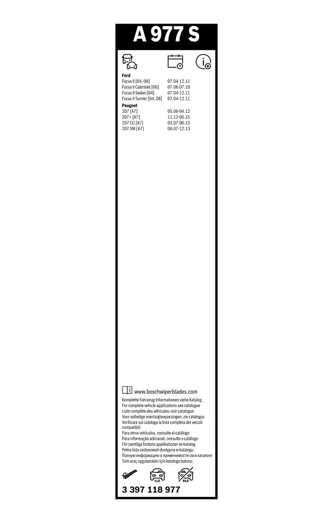 Lamela Stergator Peugeot 207, fabricatie 2007-2013, caroserie Combi | STB3397118977