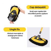 Mop Telescopic Rotativ 180° pentru Spălare Auto