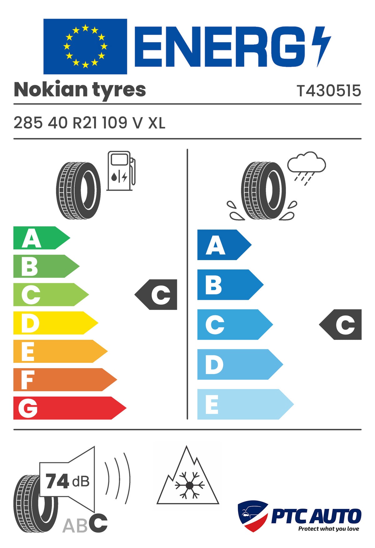 NOKIAN TYRES 285/40 R21 109V XL WR SUV 4 M+S 3PMSF (C-C-B[74])(4x4 iarna)