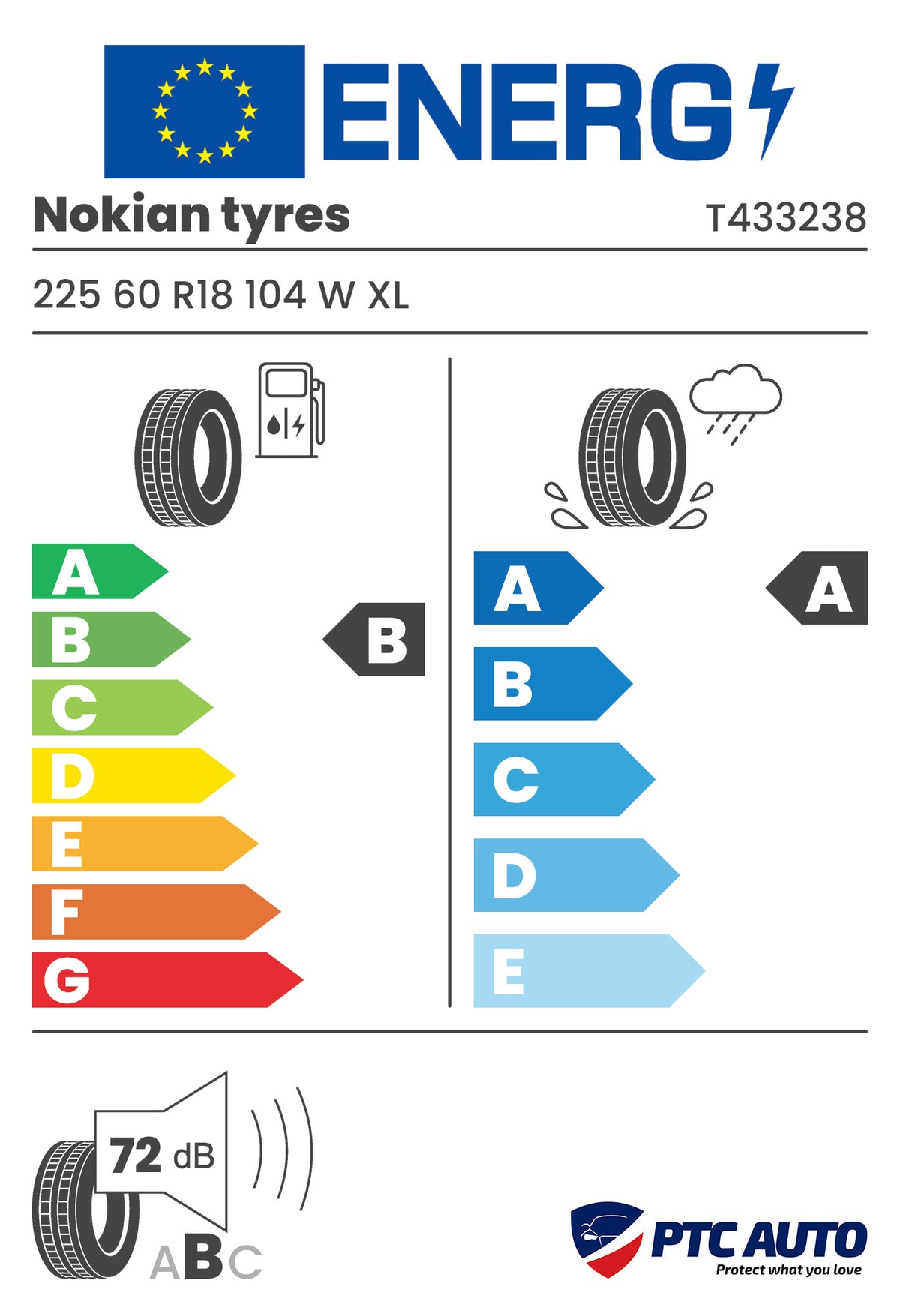 NOKIAN TYRES 225/60 R18 104W XL Wetproof 1 (B-A-B[72])(4x4 vara)