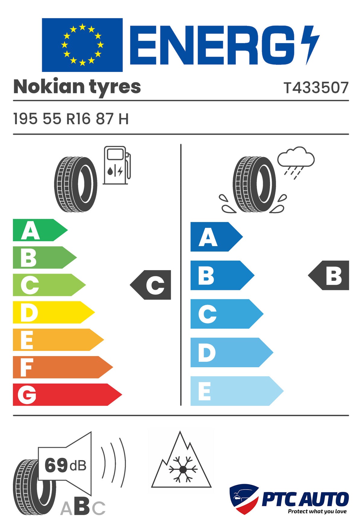 NOKIAN TYRES 195/55 R16 87H SNOWPROOF 2 M+S 3PMSF (C-B-A[69])(Turisme iarna)