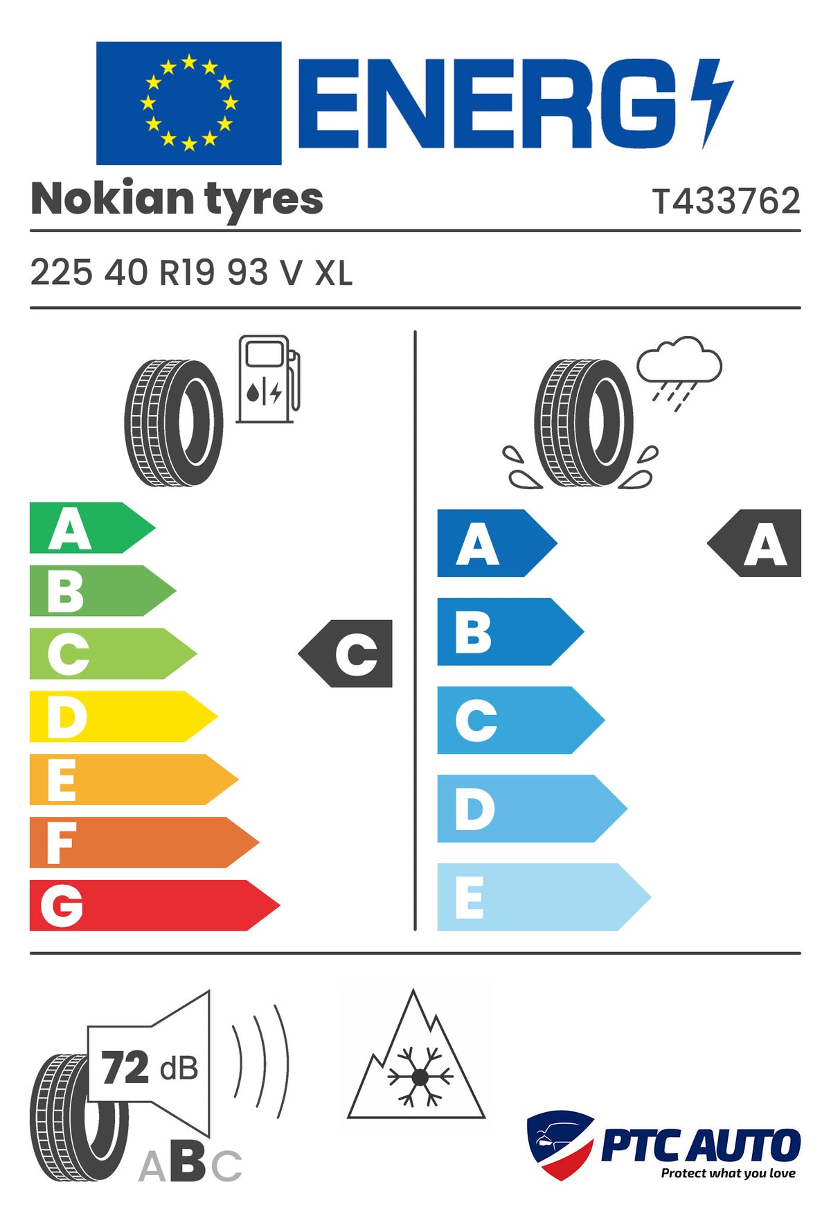 NOKIAN TYRES 225/40 R19 93V XL FR Snowproof 3P (C-A-B[72])(Turisme iarna)