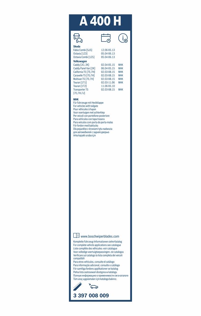 Lamela Stergator Volkswagen Touran I, fabricatie 2003-2010, caroserie Minivan | STB3397008009