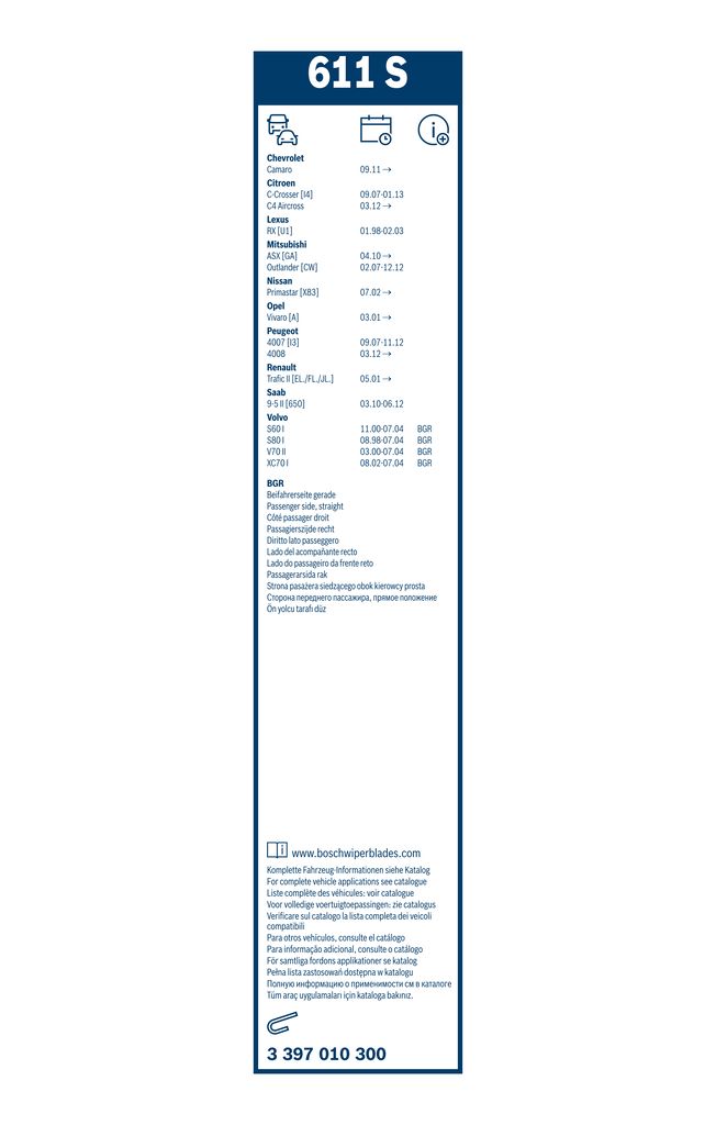Lamela Stergator Peugeot 4008, fabricatie 2012+, caroserie SUV | STB3397010300