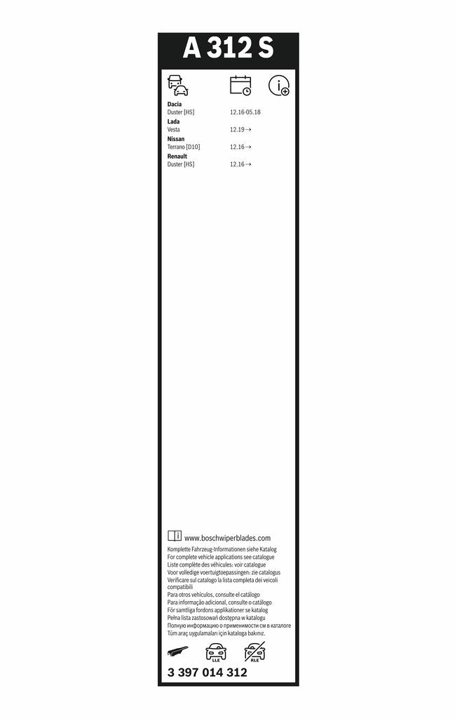 Lamela Stergator Lada Vesta, fabricatie 2015+, caroserie Sedan | STB3397014312