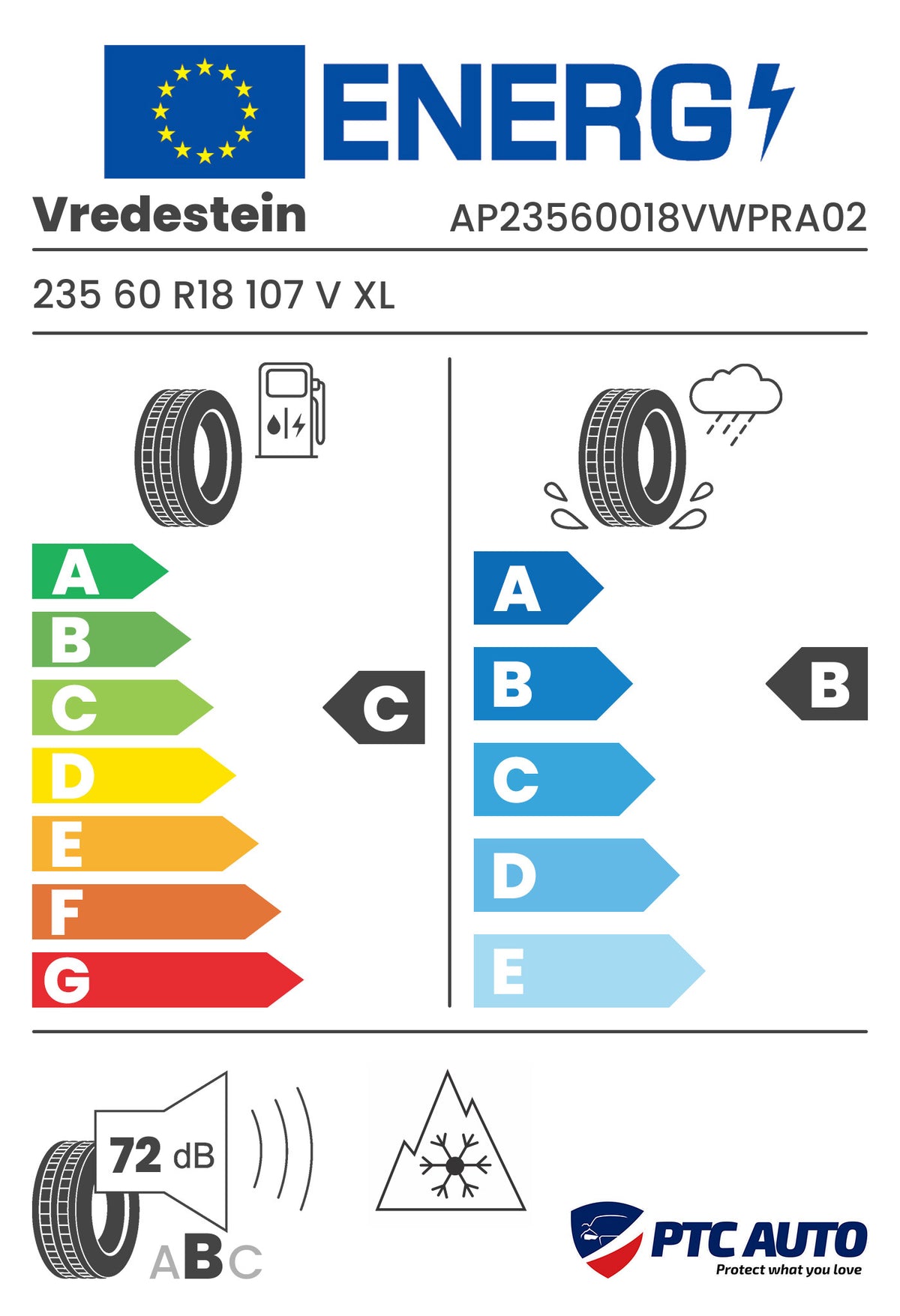 VREDESTEIN 235/60 R18 107V XL WINTRAC PRO M+S 3PMSF (C-B-B[72])(4x4 iarna)
