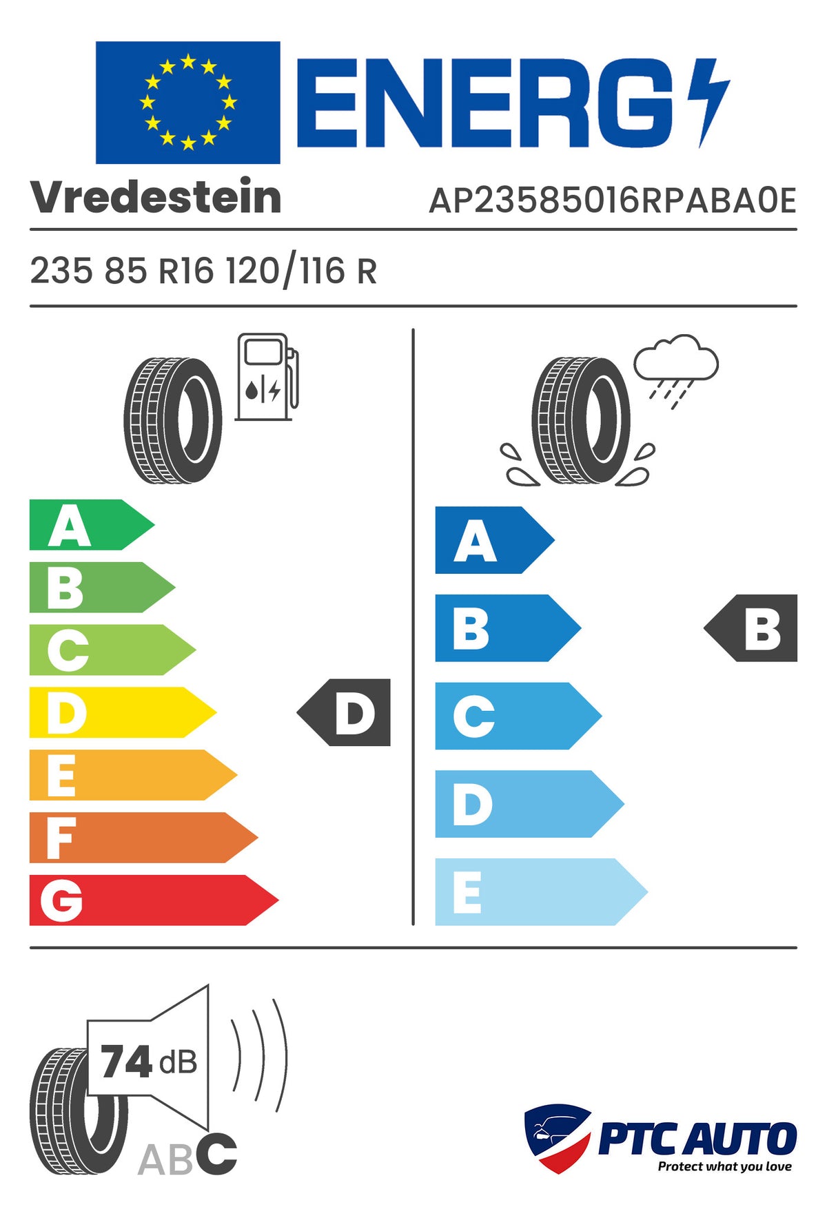 VREDESTEIN 235/85 R16 120/116R PINZA AT BSW M+S 3PMSF (D-B-B[74])(4x4 All Season)