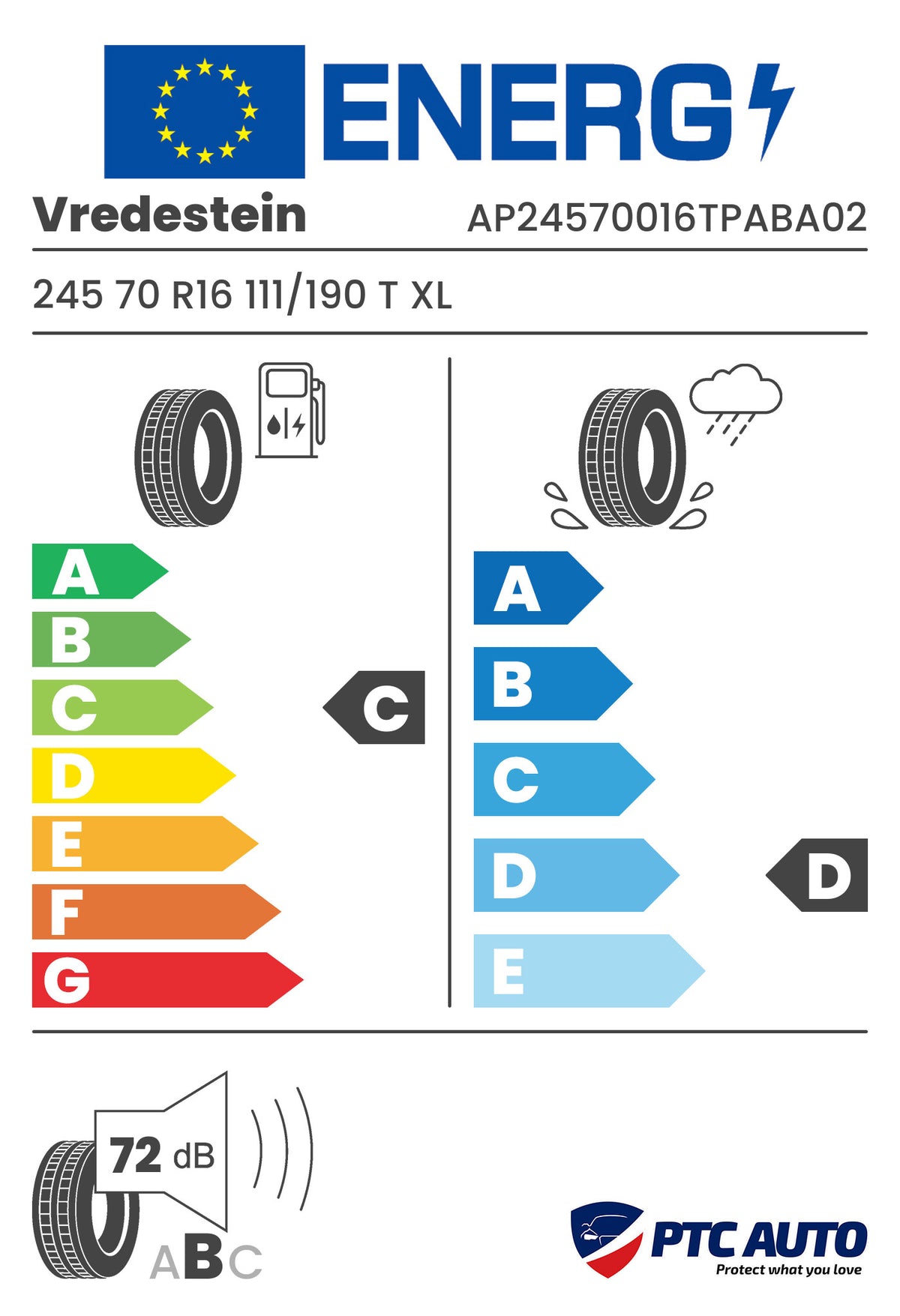 VREDESTEIN 245/70 R16 111/190T XL PINZA AT BSW M+S 3PMSF (C-D-B[72])(4x4 All Season)