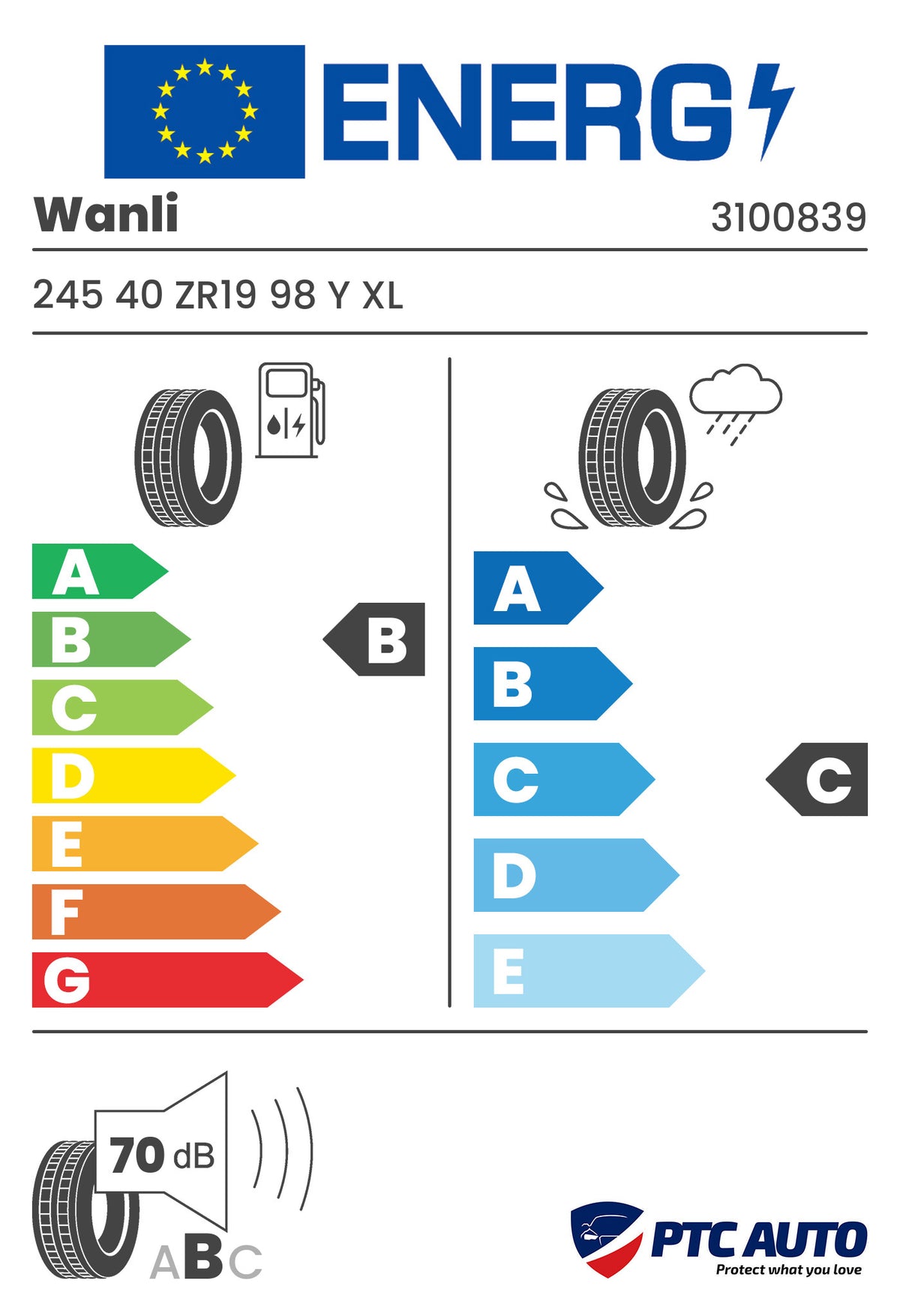 WANLI 245/40 ZR19 98Y XL SC501 (B-C-B[70])(Turisme All Season)