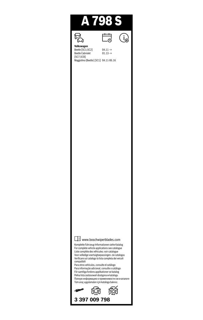 Lamela Stergator Volkswagen Beetle A5, fabricatie 2011-2019, caroserie Cabrio | STB3397009798