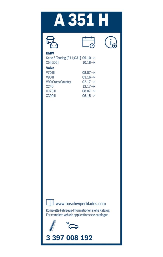 Lamela Stergator Volvo XC70 II, fabricatie 2007-2016, caroserie Combi | STB3397008192