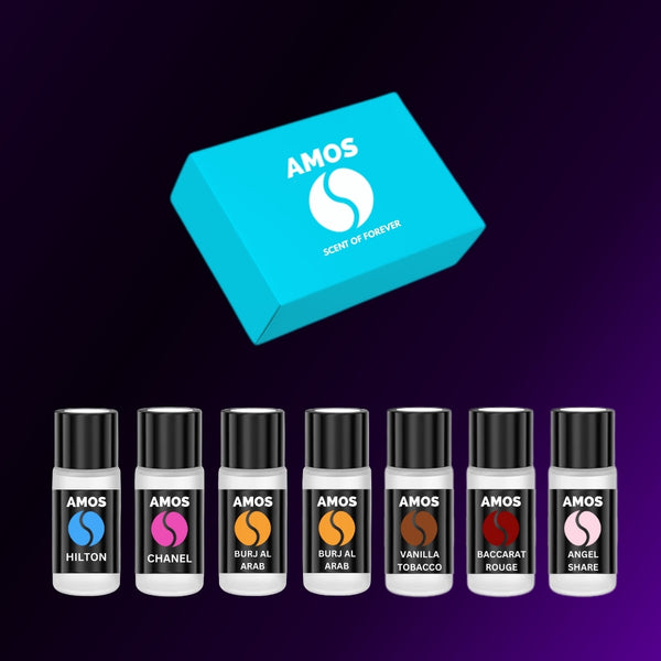 Pachet Amos mini Blue - difuzor de parfum negru + set Blue cu 7 parfumuri de rezervă