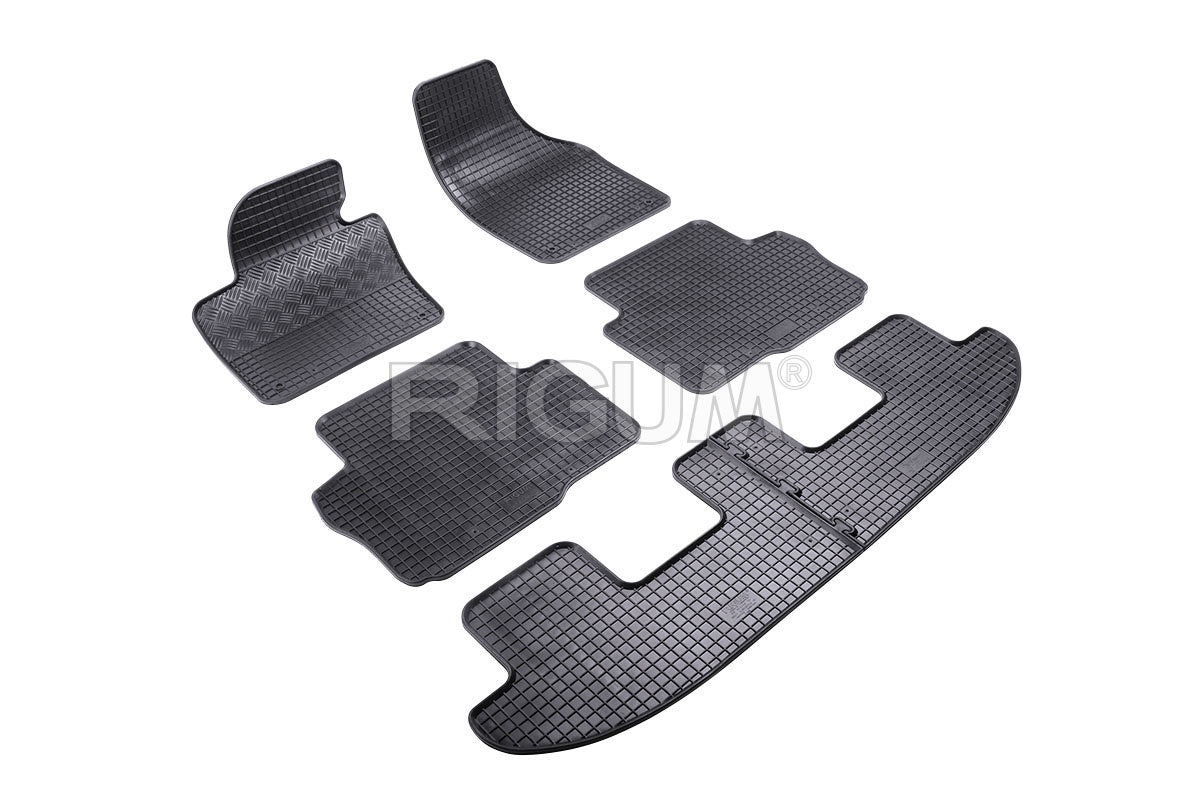 Set 5 covorase auto SEAT ALHAMBRA II din 09.2010 - 03.2022, cu covoras tunel median, Caroserie VAN 7 LOCURI