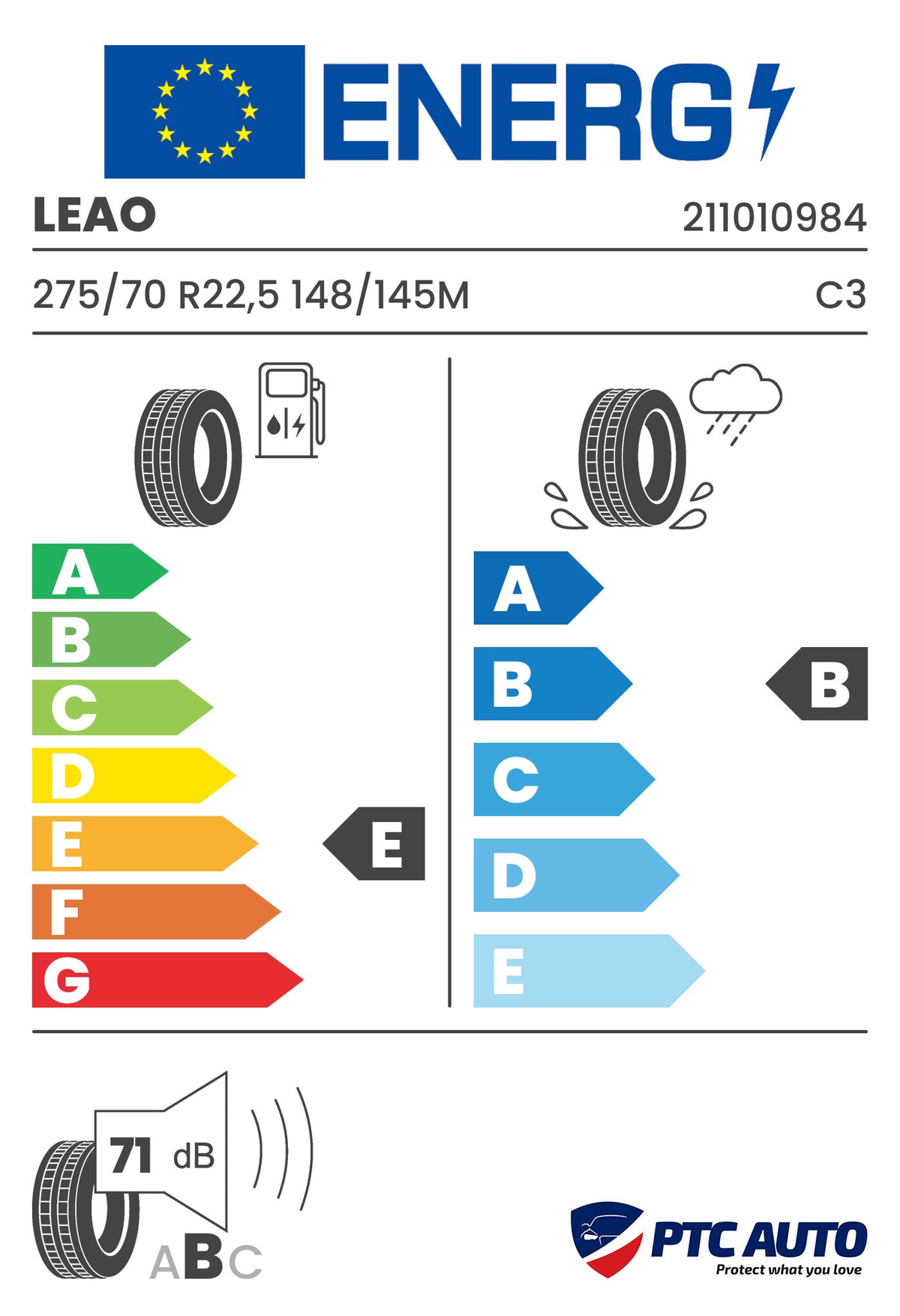 LEAO 275/70 R22,5 148/145M F805 TL Regionalis (DIR) (E-B-B[71])(Camioane)
