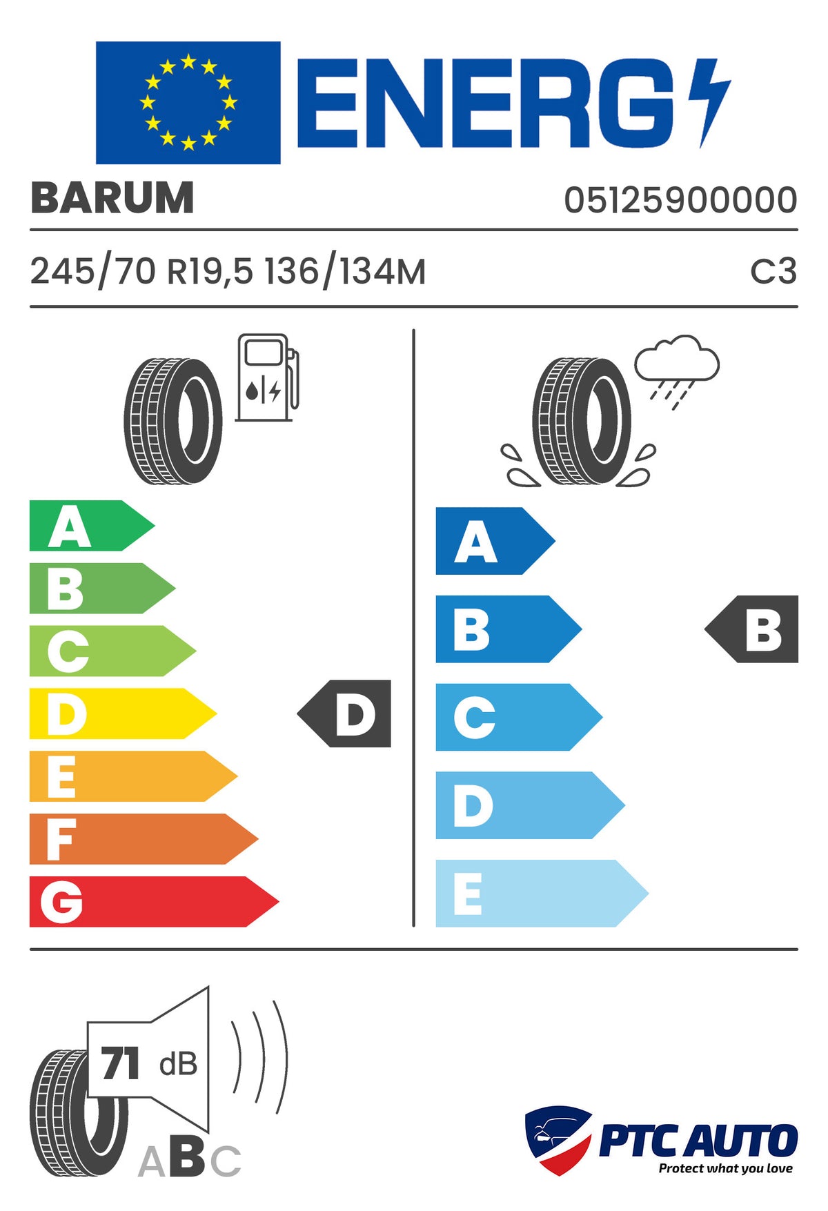 BARUM 245/70 R19,5 136/134M BF200R M+S 3PMSF TL (DIR) (D-B-A[71])(Camioane)